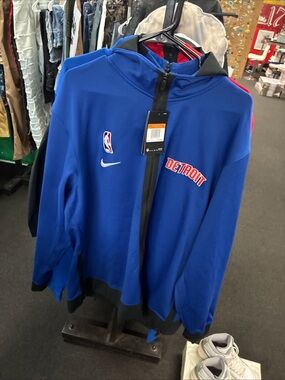 Detroit Pistons NBA Nike Showtime Therma Flex Full-Zip Hoodie Blue NWT Sz XXL